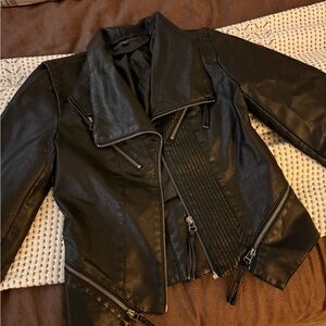 Lulu's Black Vegan Leather Jacket with Zipper Details